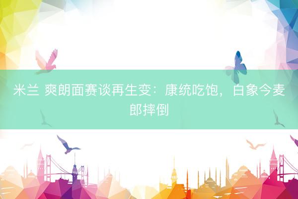 米兰 爽朗面赛谈再生变：康统吃饱，白象今麦郎摔倒