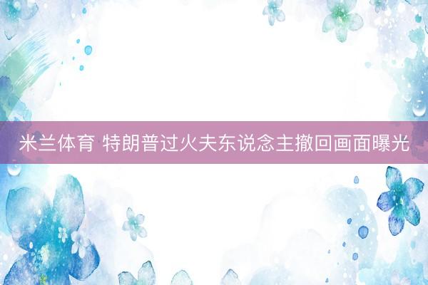 米兰体育 特朗普过火夫东说念主撤回画面曝光